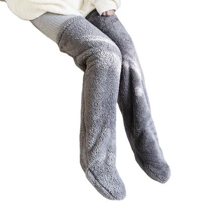 2024 Hot Selling  Custom Winter Long Socks Leggings Warmer Thick Over Knee High Fuzzy Socks Women Plush Slipper Stockings