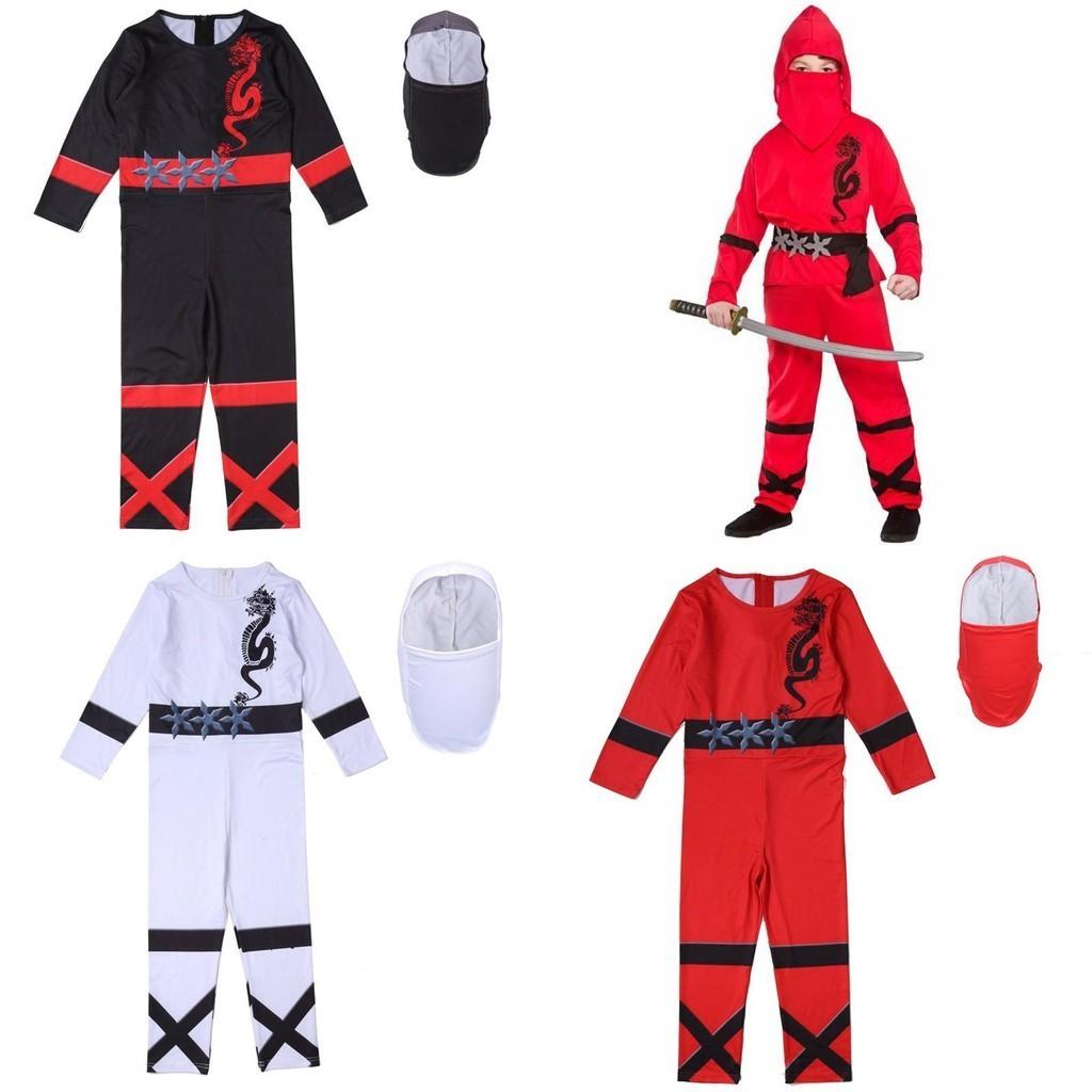 Boys Power Ninja Costume Martial Arts Japanese Samurai Warrior Fancy Dress