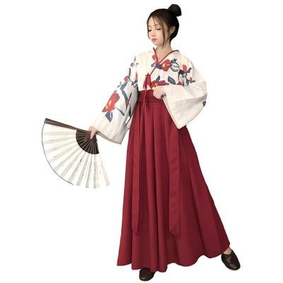 Donalee Cosplay Taisho Romantic Perfect for School Cultural Photo and Halloween Size Japanese-Style Costume, Hakama-Style Skirt, Kimono-Style, Cute,