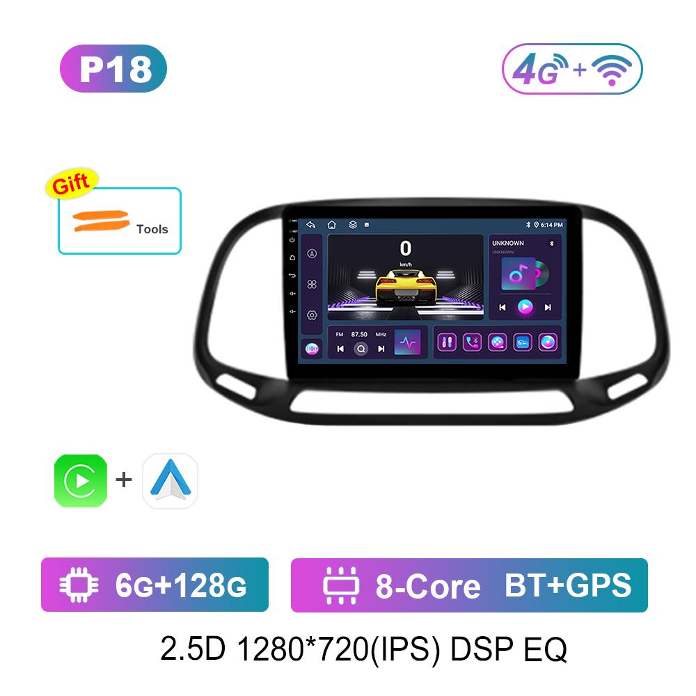 9 Inch Car Video Multimedia Player Android System GPS Navigation for Fiat Doblo 2015 - 2019 Carplay WiFi Touch Screen Bluetooth