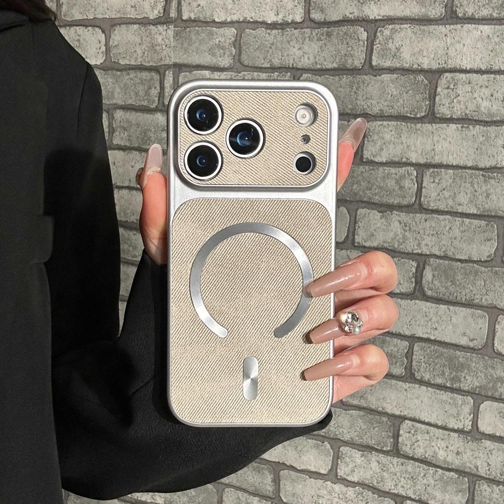 Denim Texture Magnetic Phone Case for iPhone 17 Pro - Electroplated, Full Coverage, Soft Edge, Supports Apple 16 Promax and 14.