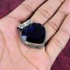 Blue Sapphire Pendant, Handmade Gemstone Pendant, 925 Solid Sterling Silver Pendant Antique Jewelry, For Engagement Gift