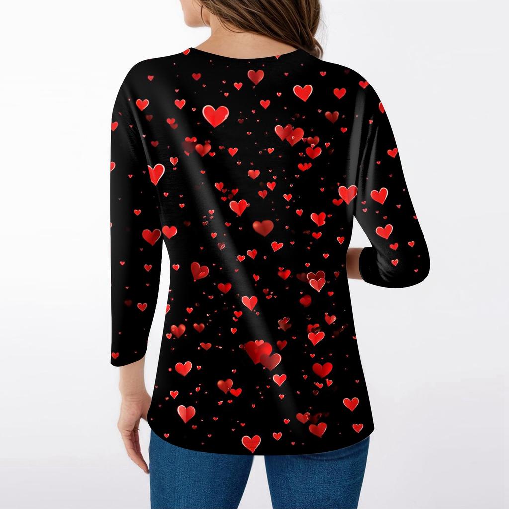 Women's T Shirt Print 3/4 Sleeve Daily Weekend Fashion Basic V- Neck Regular Top