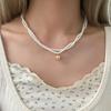 Retro Double-layer Pearl Necklace Women's Light Luxury Niche Design High-end Clavicle Chain High-end Neck Chain New Model