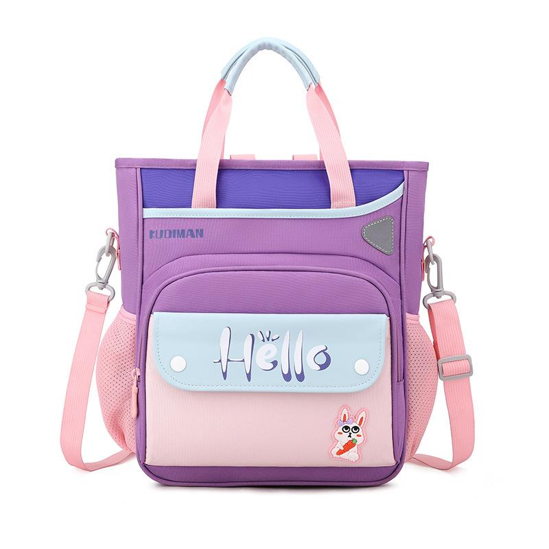 School bag 2025 new anti-splashing children's school bag lightweight student tutoring bag simple handbag art bag printed logo