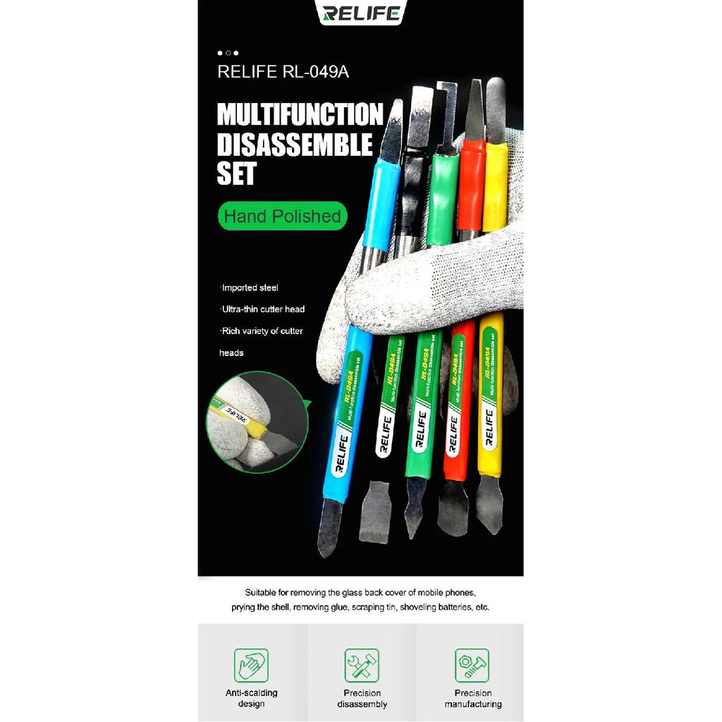RELIFE RL-049A Double-headed Multi-function Prying Knife for Iphone Android Remove The Glass Back Cover Tin Scraping Knife Tools