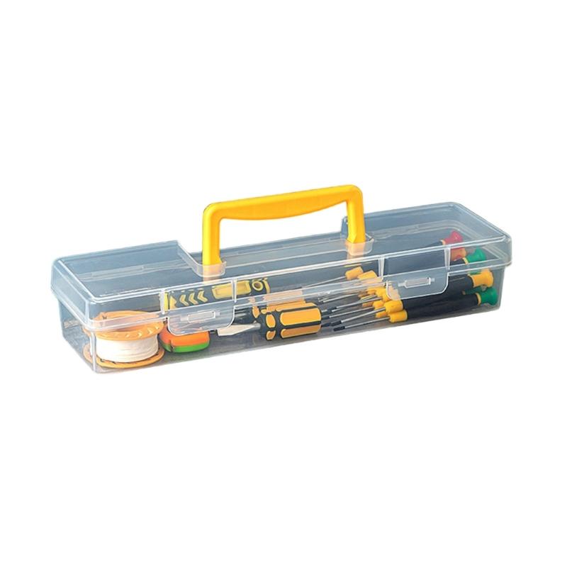 Multipurpose Transparent Organiser Box For Home Repair Tool Easy Carry Handle And Plastic Construction Toolbox