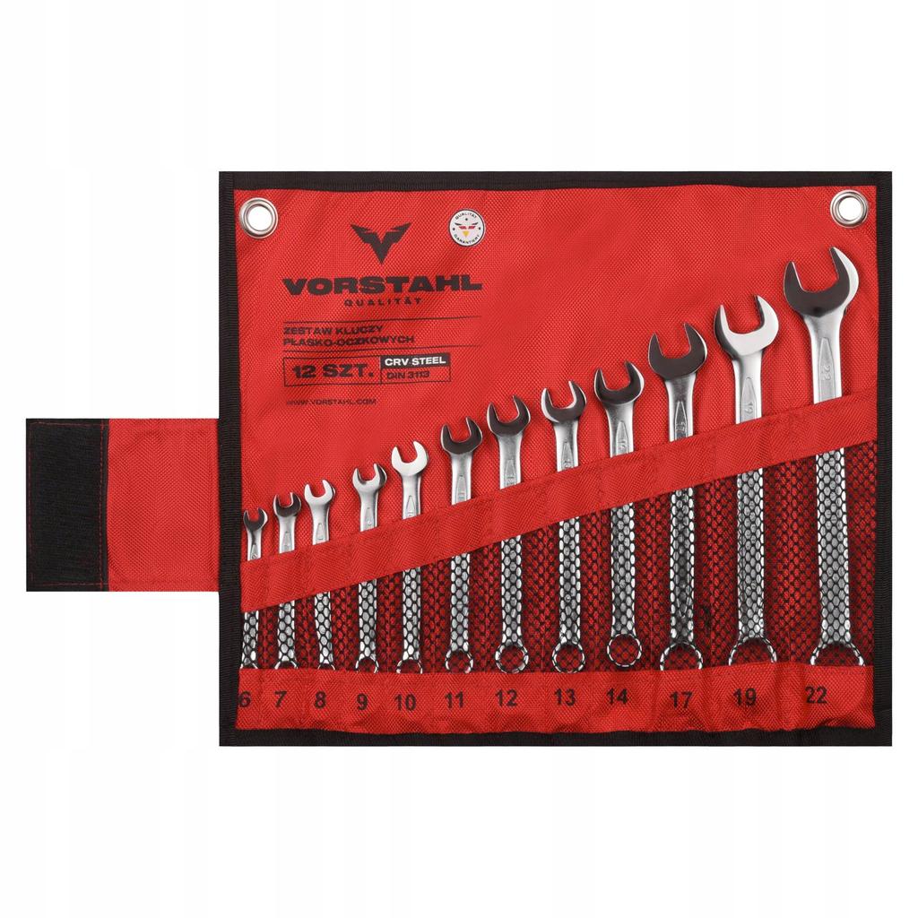 SET OF COMBINATION SPANNER CRV Steel 12 Pcs 6-22mm Vorstahl
