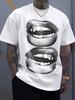 Retro Simple Sexy Lips Print Summer Cotton T-Shirt Fashion Men Clothing Fashion Tops Tees Men Casual Solid Color Streetwear Tops