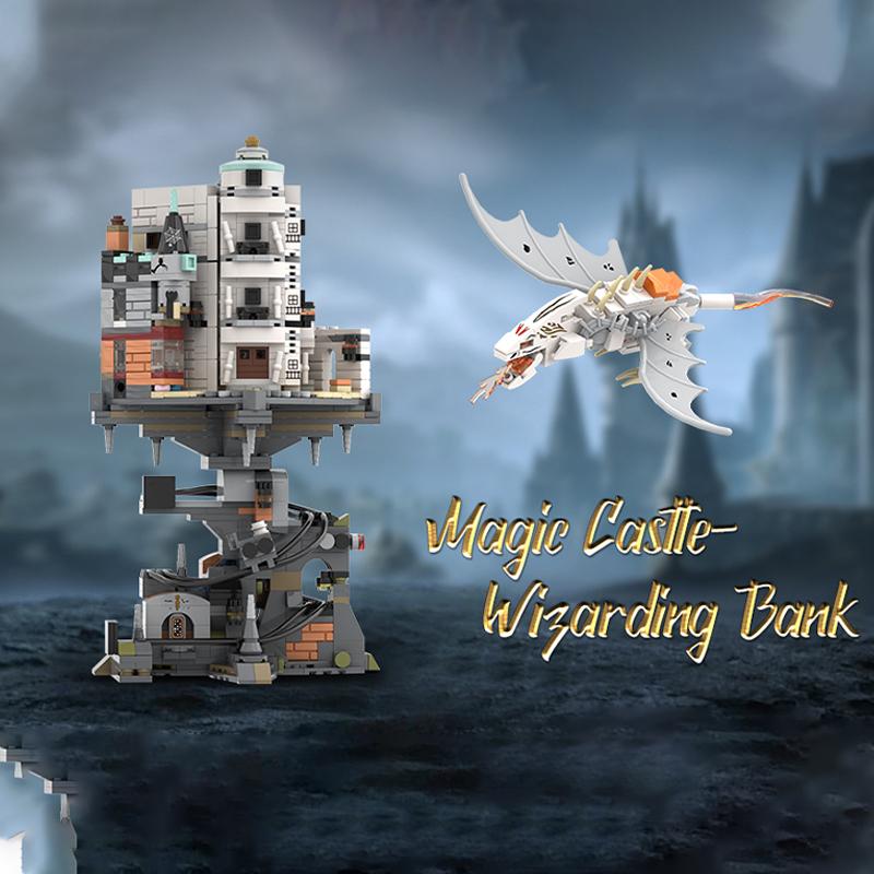 Wizard Tower Magic World Dragon MOC Building Bricks Set Blocks Toys For Adults Birthday Gifts 1056pcs Gringottses Decor Model