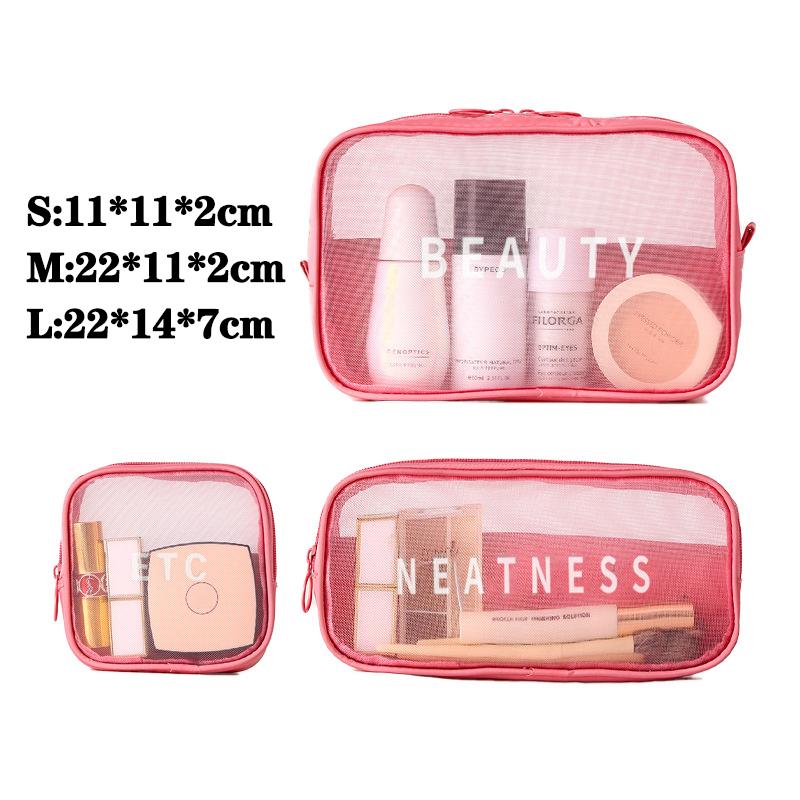 Travel Pouch Makeup Bag Wash Toiletries Organizer Bag Mesh Cosmetic Storage Bag