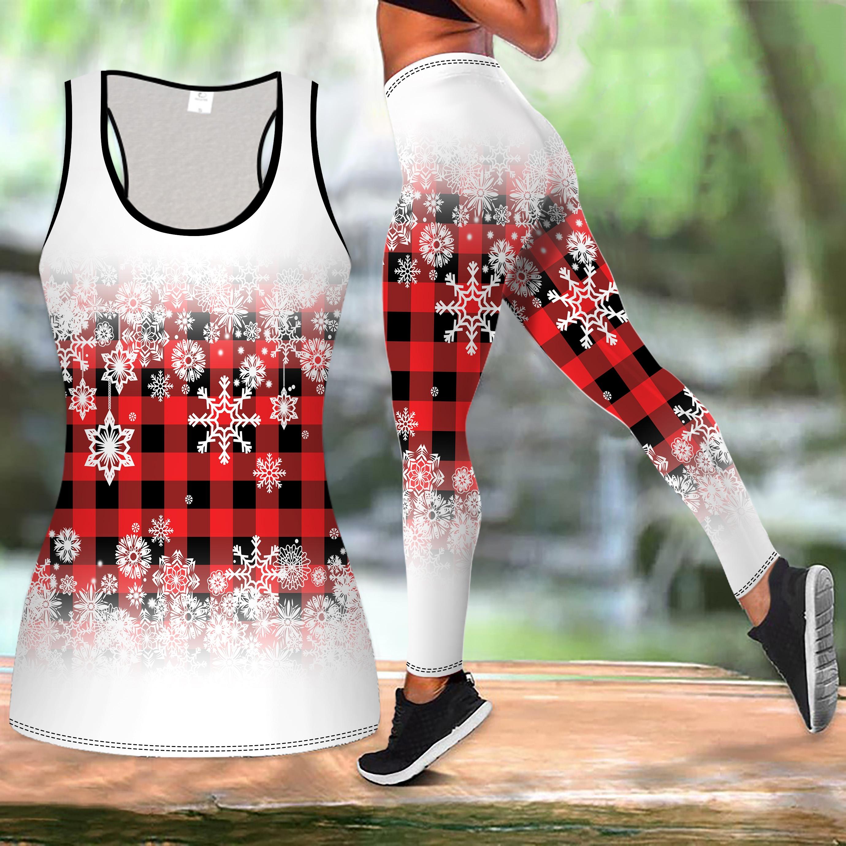 

Праздничный принт Рождество Наряд для йоги для женщин Модные леггинсы для тренировок Фитнес Спортивный повседневный Набор для йоги Спортивный костюм XXL белый
