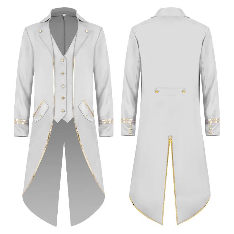 Men Medieval Victorian Costume Tuxedo Gentlema Tailcoat Gothic Steampunk Trench Coat Frock Outfit Overcoat Uniform for Men