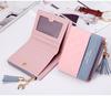 Fashion Women Short Wallets Pu Leather Tassel Zipper Small Purse Holder Cards