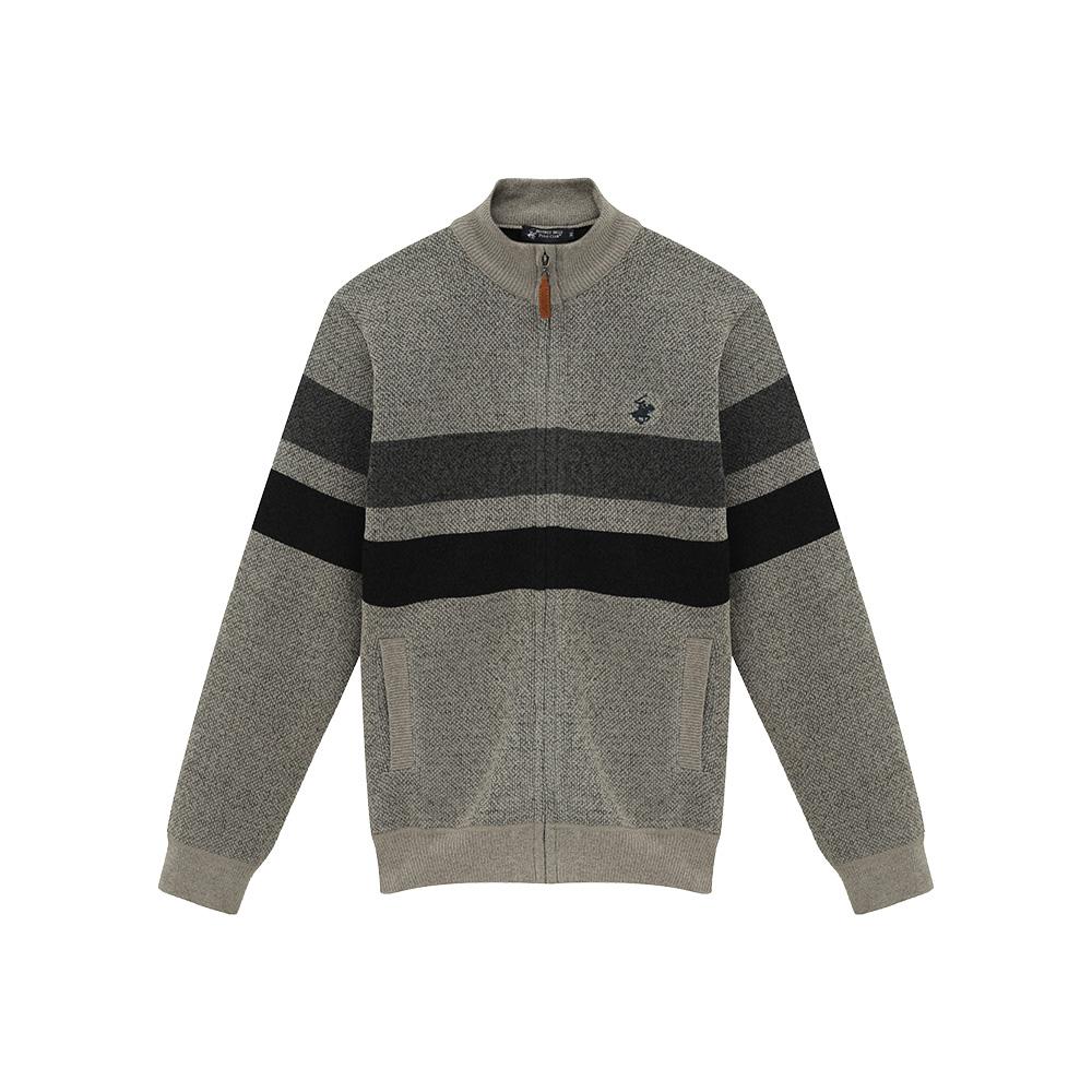Bhpoloclub Men'S Brushed Stripe Knit Zip-Up Jp922