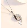 Real 925 Silver Jewelry Crystal Dolphin Box Chain Pendants&Necklaces for Women Solid -silver Choker Necklace