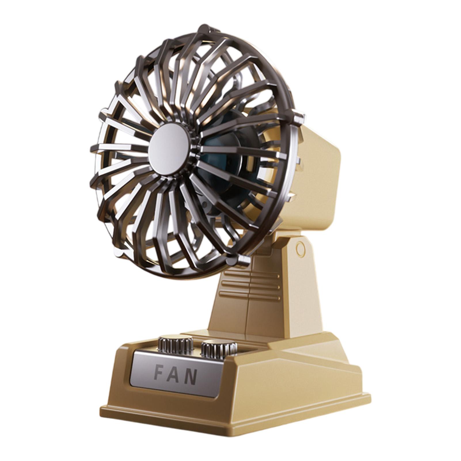 

Mini Table Desktop Fan Rechargeable Quiet Retro Design Electric Adjustable Tilt Personal Fan for Cooling Travel Car Study Summer