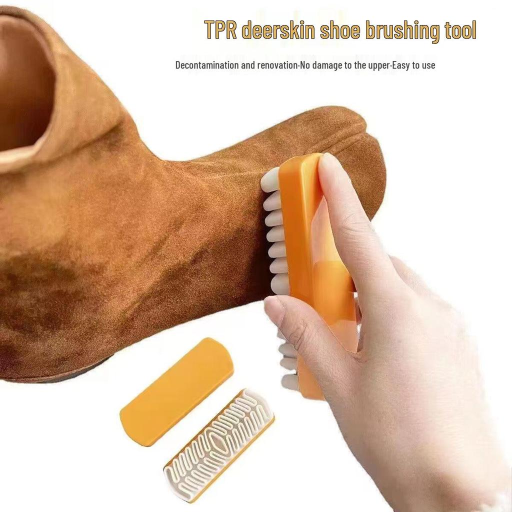 Suede & Nubuck Soft Bristle Shoe Cleaning Brush - Two-in-One Dust Remover for Canvas and Leather