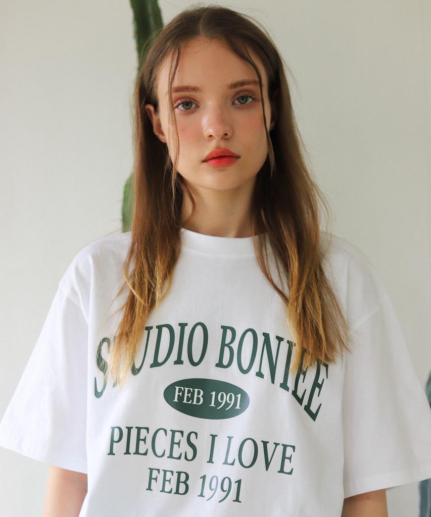 BONIEE Arch Typo 1991 Graphic Loose Oversized T-Shirt White