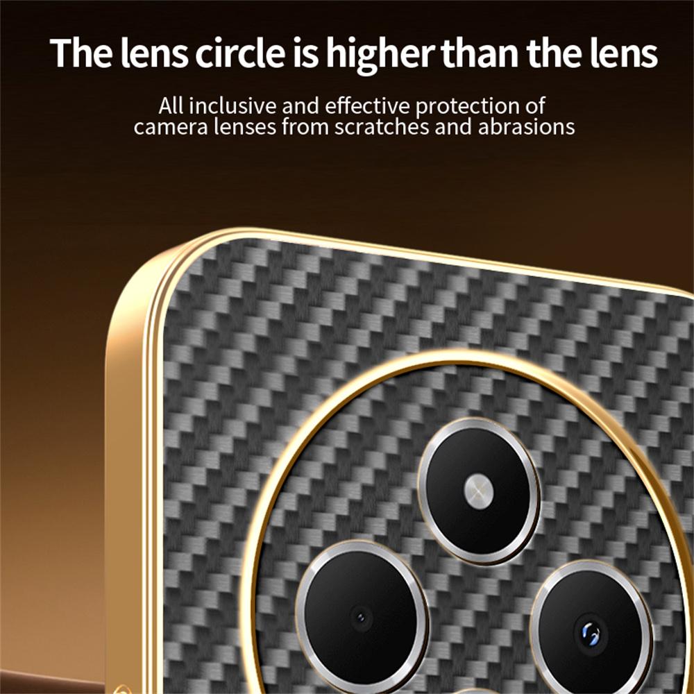 Phone Case For Xiaomi Redmi 14C 4G/14R 5G/A4 5G/Poco C75 4G Carbon Fiber Textured Electroplated TPU Back Cover