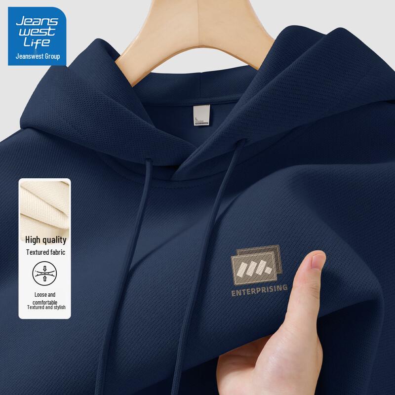 JEANSWEST LIFE Men's Geometric Hooded Pullover Sweatshirt