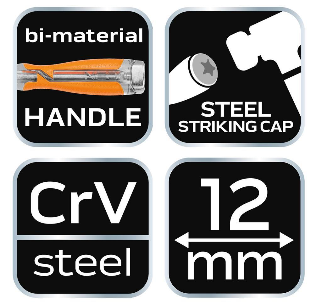 12mm chisel, CRV, two-component handle