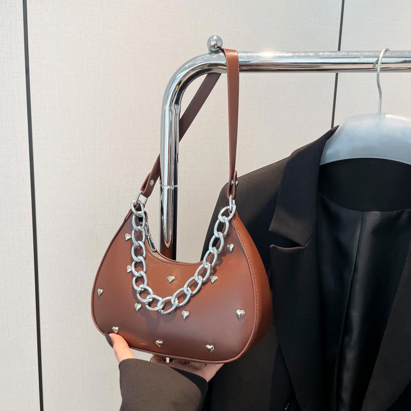 

Fashion women s shoulder bag 2025 spring new versatile ins chain bag high value underarm bag women s bag коричневий