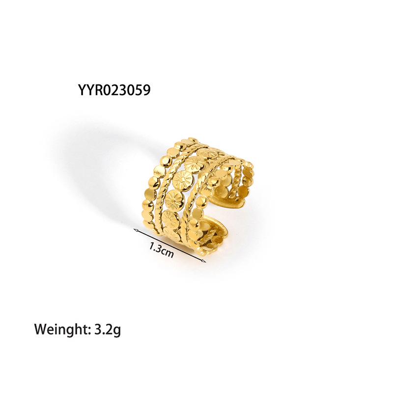 18K Gold-Plated Adjustable Stainless Steel Ring for Women - Simple, Trendy Jewelry Design