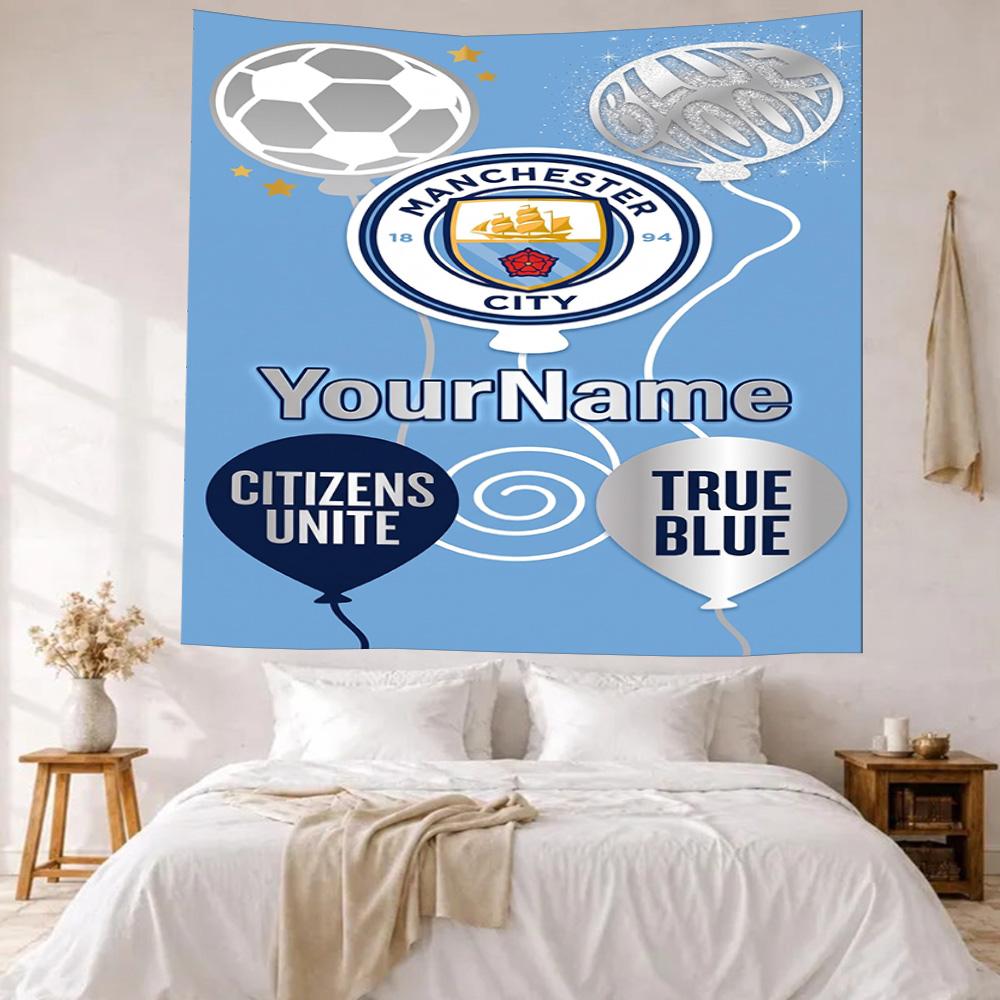 Manchester City Benutzerdefinierte Ihr Name Wanddekoration Wandteppich Kunst Für Haustier-Gedenken Geburtstag Hochzeitsparty Kulisse Familien Geschenk