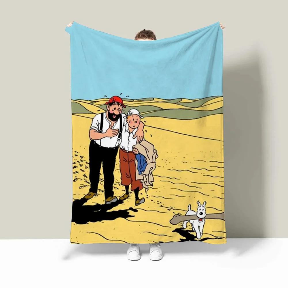 Tintins Kapuzendecke für Sofas, individuelle Decken, Charaktere, flauschig, kariert, Luxusbettwäsche, Bettüberwurf, Strandtuch, Heim und Dekoration