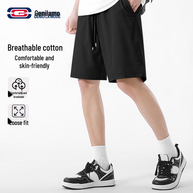 GENIOLAMODE Men s Heavyweight Pure Cotton Shorts L