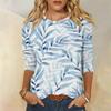 Women's Fashion Casual Round Neck 3/4 Sleeve Loose Printed T-Shirt Ladies Top