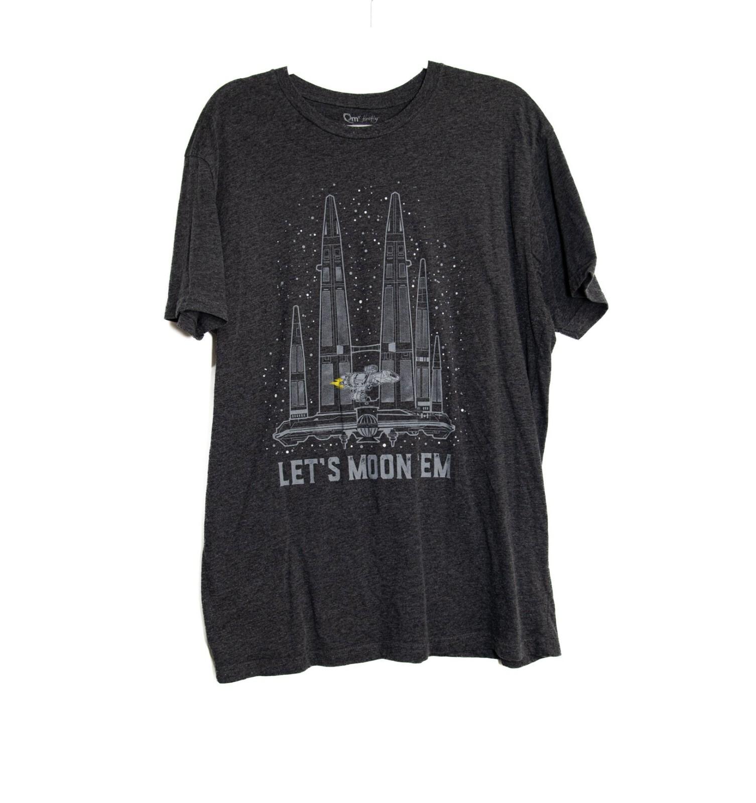 Lets Moon Em Firefly Graphic T-Shirt Charcoal Gray Cotton Blend Size XL XXXXL