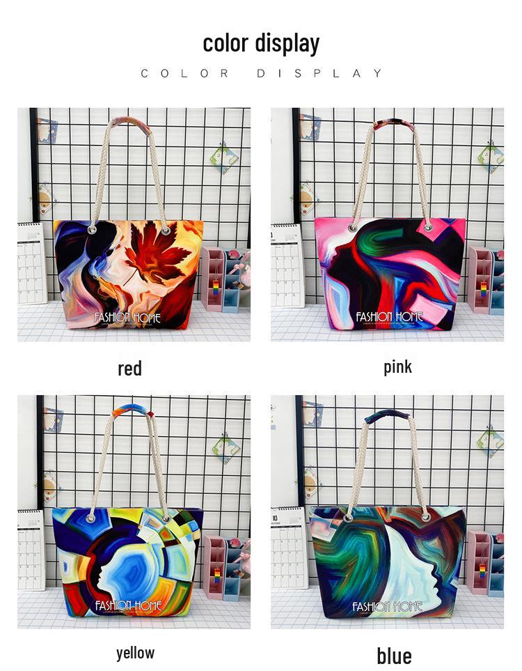 

High-Capacity Trendy Canvas Tote Bag with European and American Print for Commuting and Shopping жёлтый