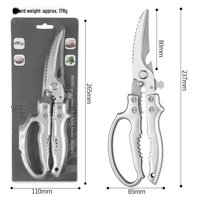 Multifunctional Kitchen Scissors: Cut Meat, Vegetables, Fish & Bones with Non-slip Handle.