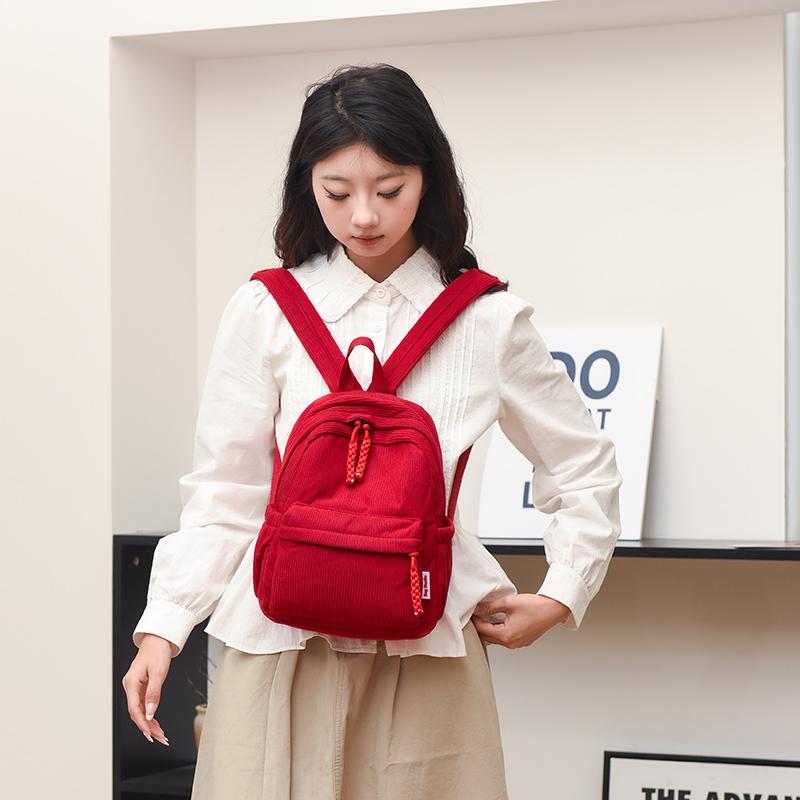 Kordfløyel Skolesekk Dame Ryggsekk Stor Kapasitet Student Reise Ryggsekk