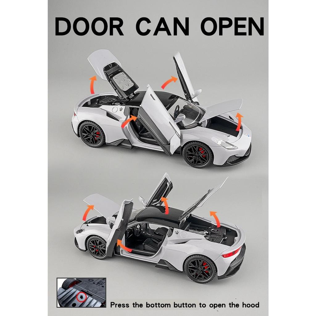 1/22 Maserati MC20 Alloy Model Car Metal Diecast Large Scale Vehicle Toy Model Collection Sound & Light Toy Car Gift for Kids