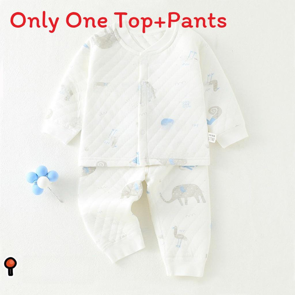 Baby Threelayer Warm Cotton Pajama Set With Cartoon Patterns For Newborns