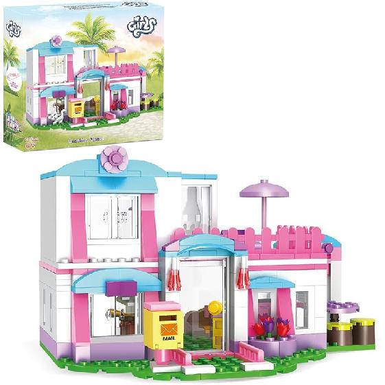 BRICK STORY Girls Friends Hair Salon Building Kit with 2 Mini People 5 Dolls Hair Creative Girls Friends Sets 358 Pieces with a Pink Convertible Car