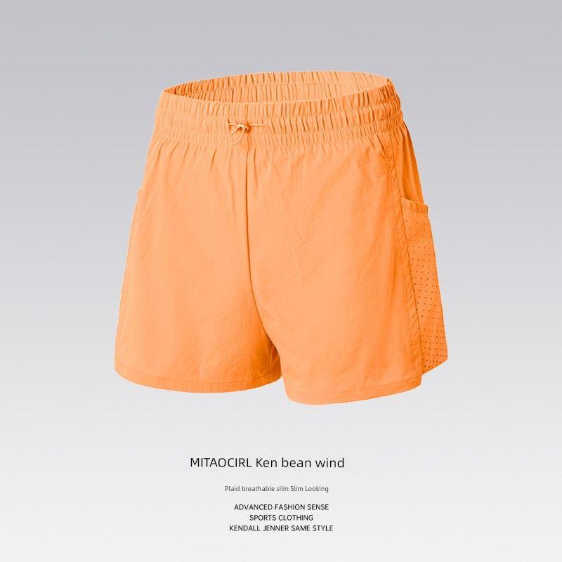 

Mitaogirl Kendall Running Workout Pants Women s Breathable Fitness Yoga Pants White Badminton Tennis Shorts Summer Fragrant Orange L