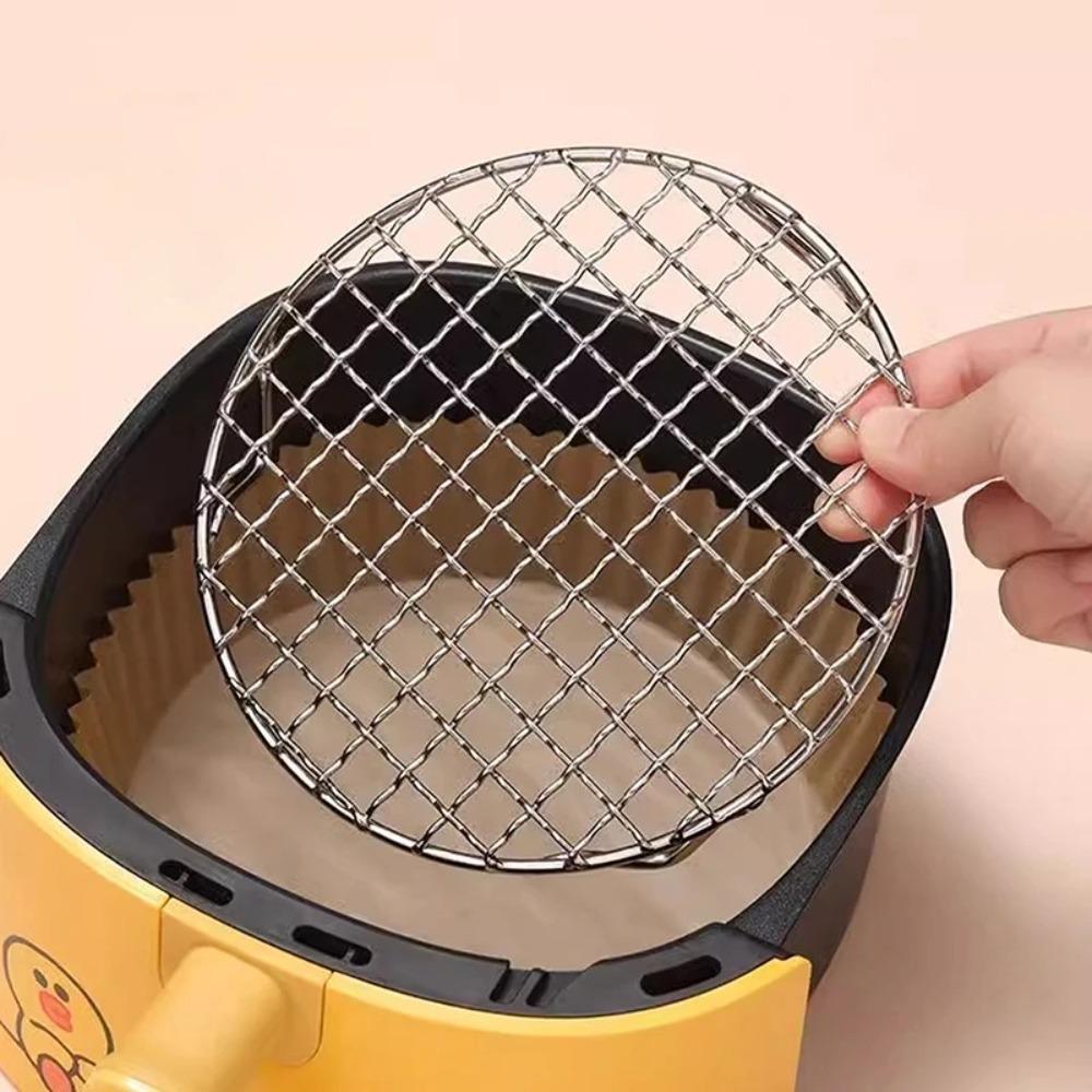 Round Air Fryer Rack Stackable Stainless Steel Grid Grill BBQ Net with Foot Cooling Rack Steam Baking Rack For Home Kitchen