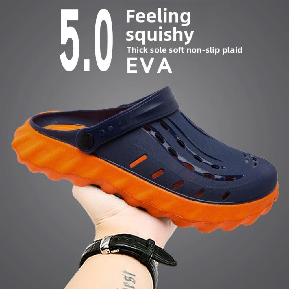 Jelly Sandals for Men Fashion Thick Sole Slip on Breathable Comfortable Soft Wear Resistant Outdoor Shoes