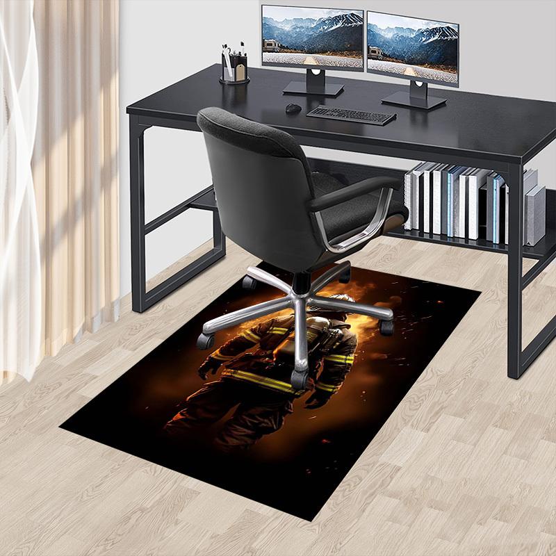 1PC Firefighter Firefighting Non-Slip Floor Carpet Compatible for Office&Living Room&Bedroom&Dining Room - Flat- Soft & Pattern, Vibrant Colors-W256