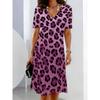Ladies Summer V-Neck Short Sleeve Print Dress Fashion Street Style Personality Work Dress Holiday Dress