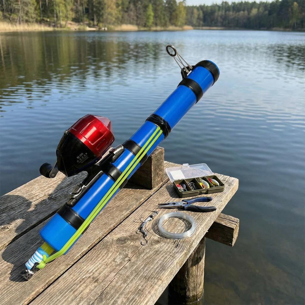 Precise Launching Lure Rods with Reel Compact Fishing Rod Holder Fish Bait Launching Equipment Outdoor Fishing Bait Feeder