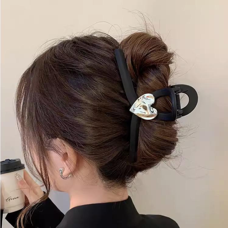 Matte Black Hair Claw for Women - Elegant Large Hairpin with Strong Hold and Volume Enhancement