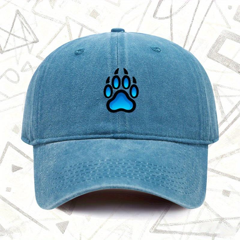 Pc Vintage Washed Hat with Paw Print Design Unisex Solid Baseball Cap AllSeason Wear Ideal Gift for Weddings Parties and