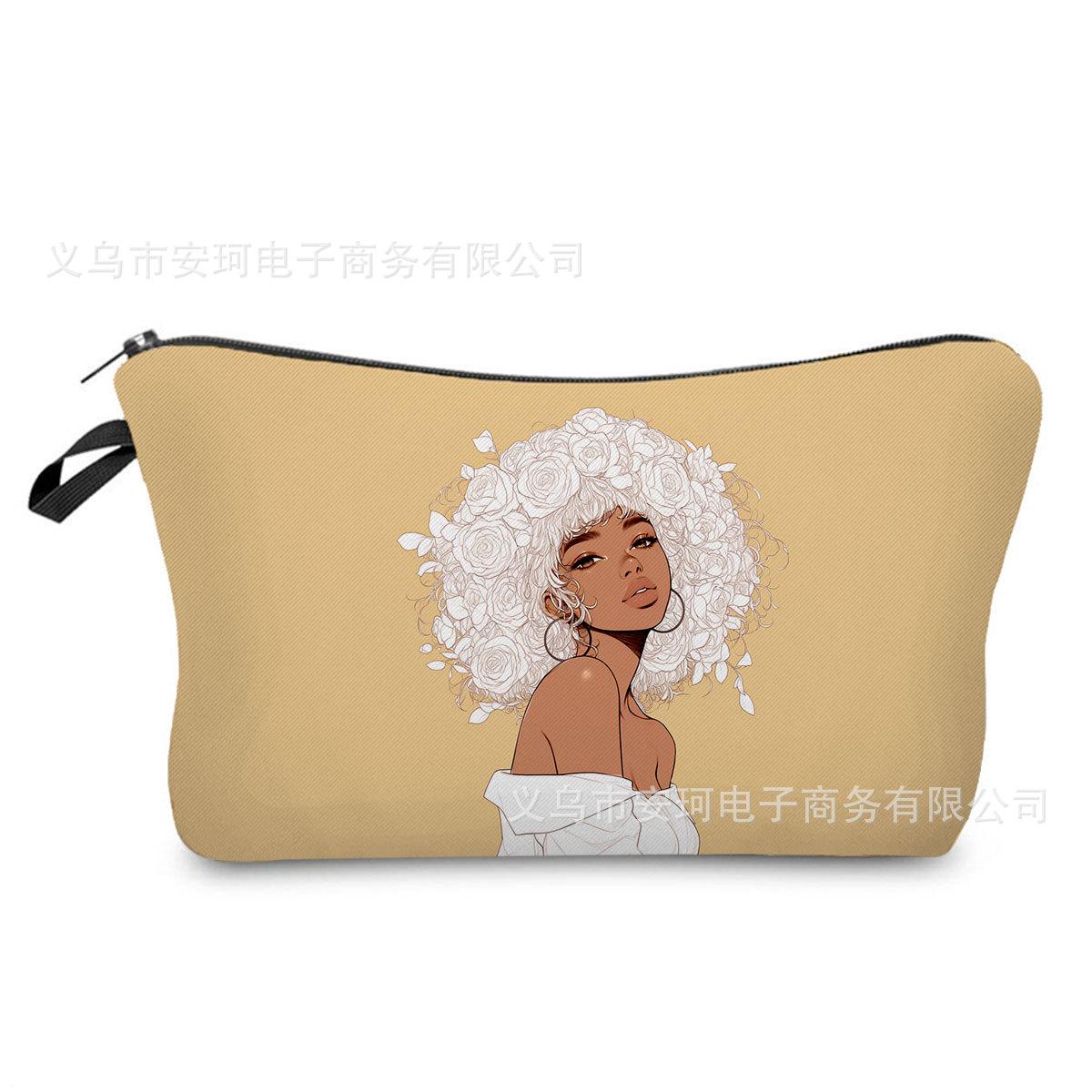 

Women Black Rose Beauty Print Cosmetic Bag Toiletries Organize Travel Storage Case 6372