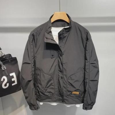 2024 Spring Casual Men's Stand-Up Collar Jacket: Trendy Hong Kong Style Coat