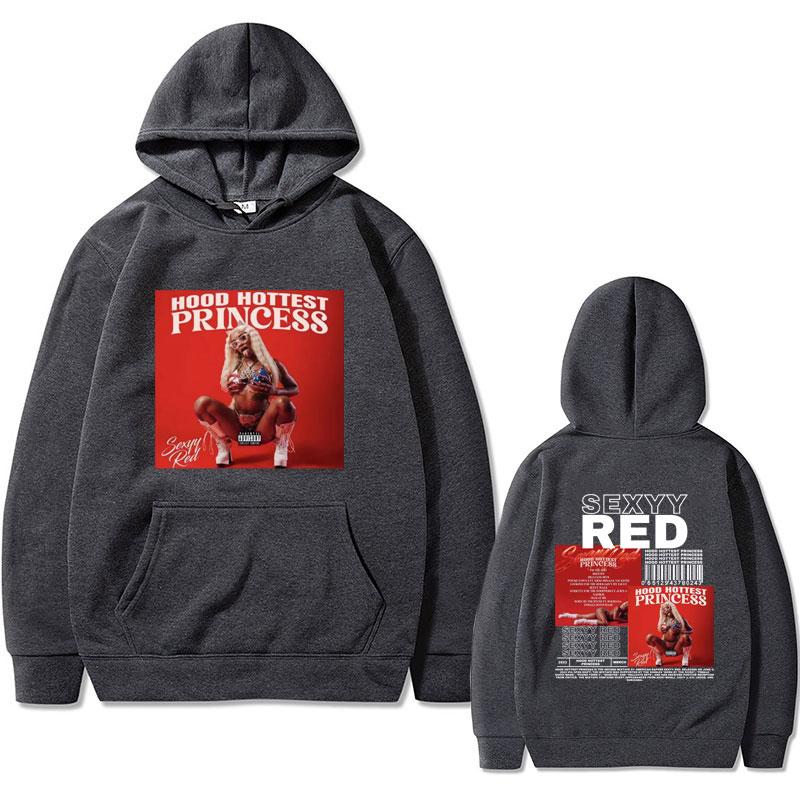 Rapper Sexyy Red Hood Hottest Princess Double Sided Print Hoodie Men Women Fashion Hip Hop Oversized Pullover Unisex Streetwear
